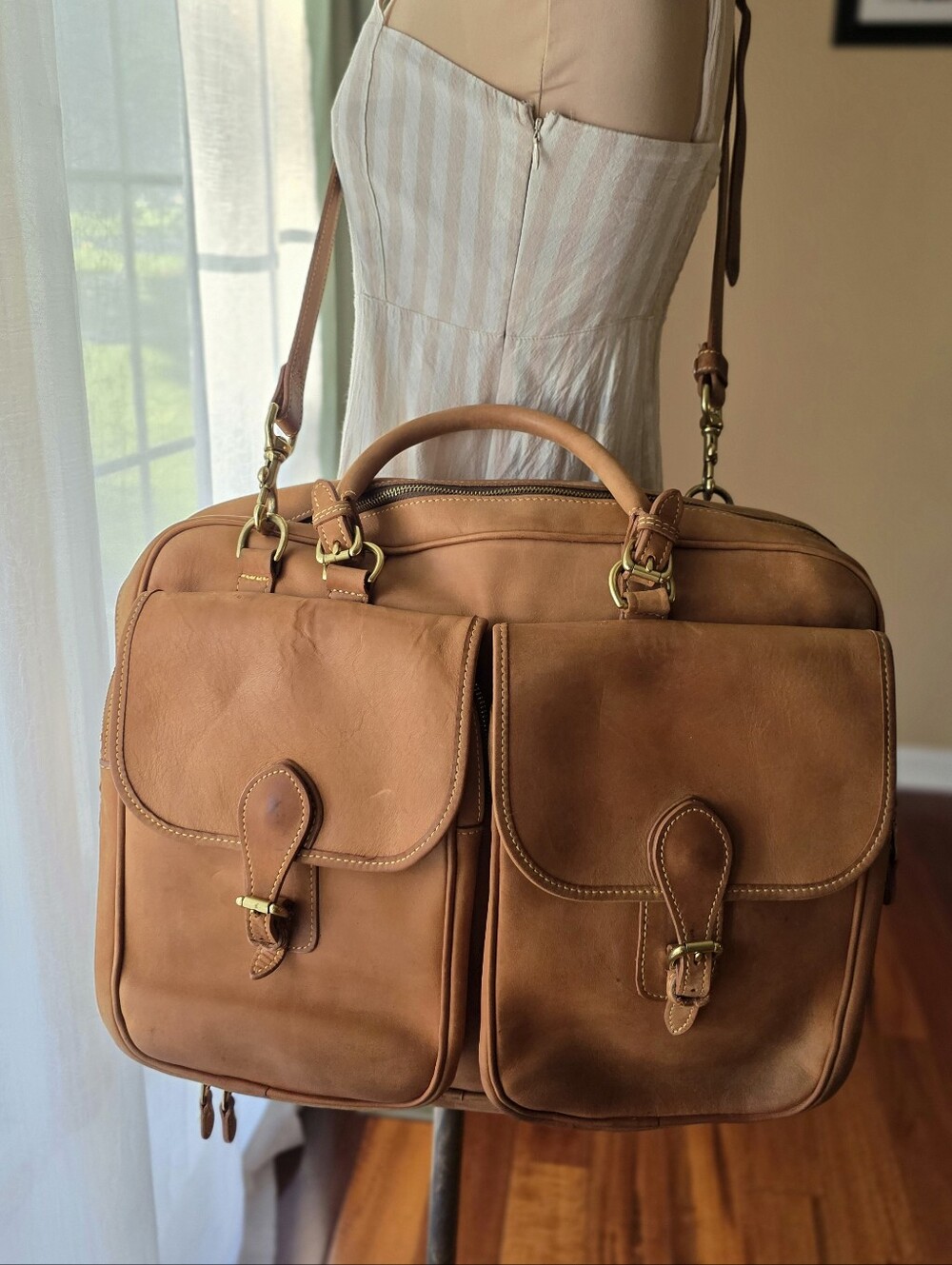 Vintage Mulholland Brothers Rancher Leather Briefcase Messenger Bag Made USA